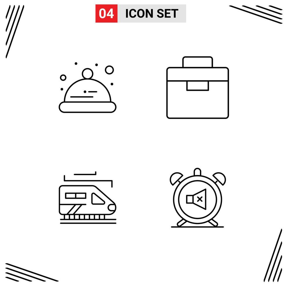 Modern Set of 4 Filledline Flat Colors Pictograph of baby tunnel box toolbox clock Editable Vector Design Elements