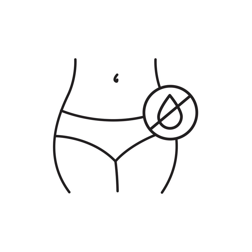 higiene femenina deshidratada sin fluido icono signo símbolo diseño vector