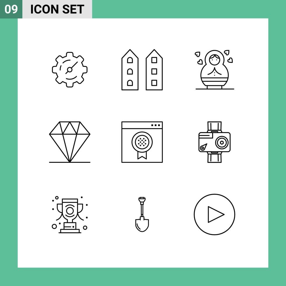 9 Outline concept for Websites Mobile and Apps online browser baby award diamond Editable Vector Design Elements