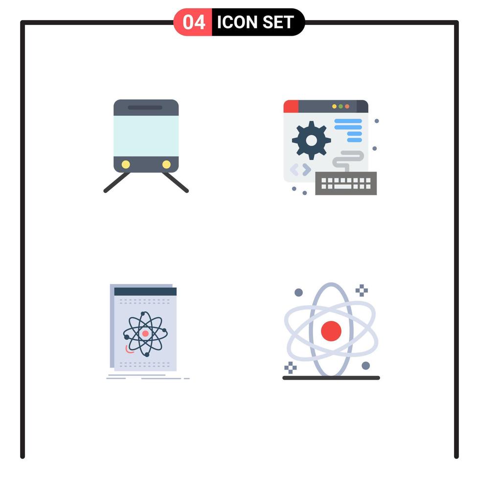 4 User Interface Flat Icon Pack of modern Signs and Symbols of regular developer digital gear science Editable Vector Design Elements