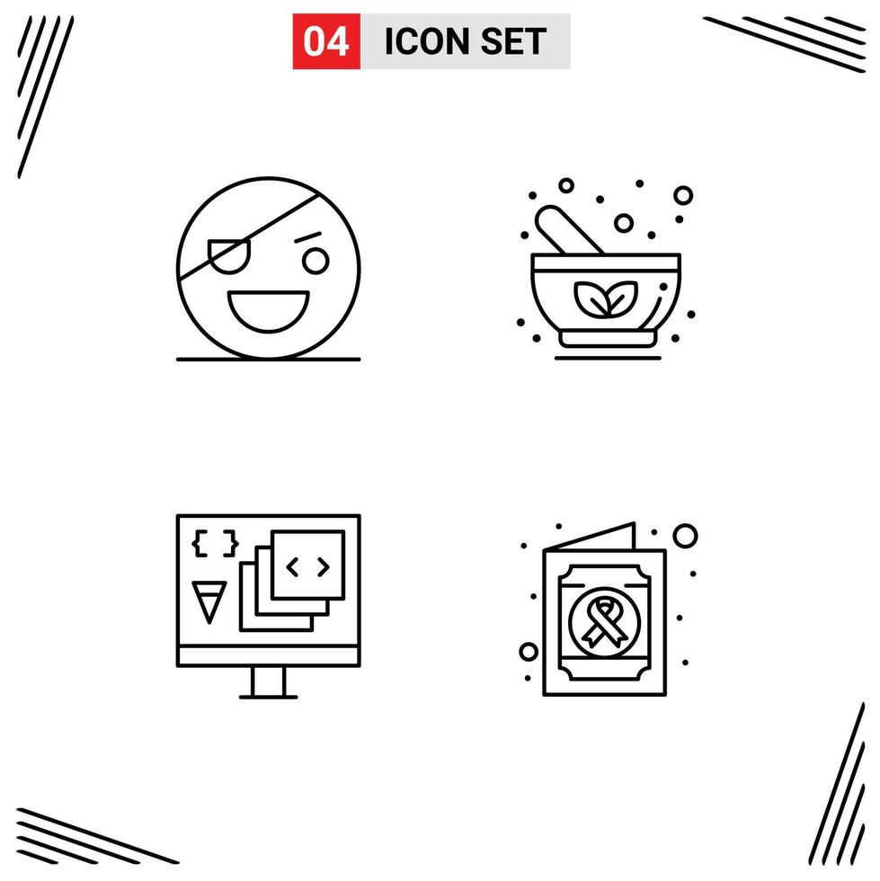 4 colores planos universales de línea de llenado establecidos para aplicaciones web y móviles elementos de diseño vectorial editables de codificación de drogas piratas a base de hierbas de halloween vector