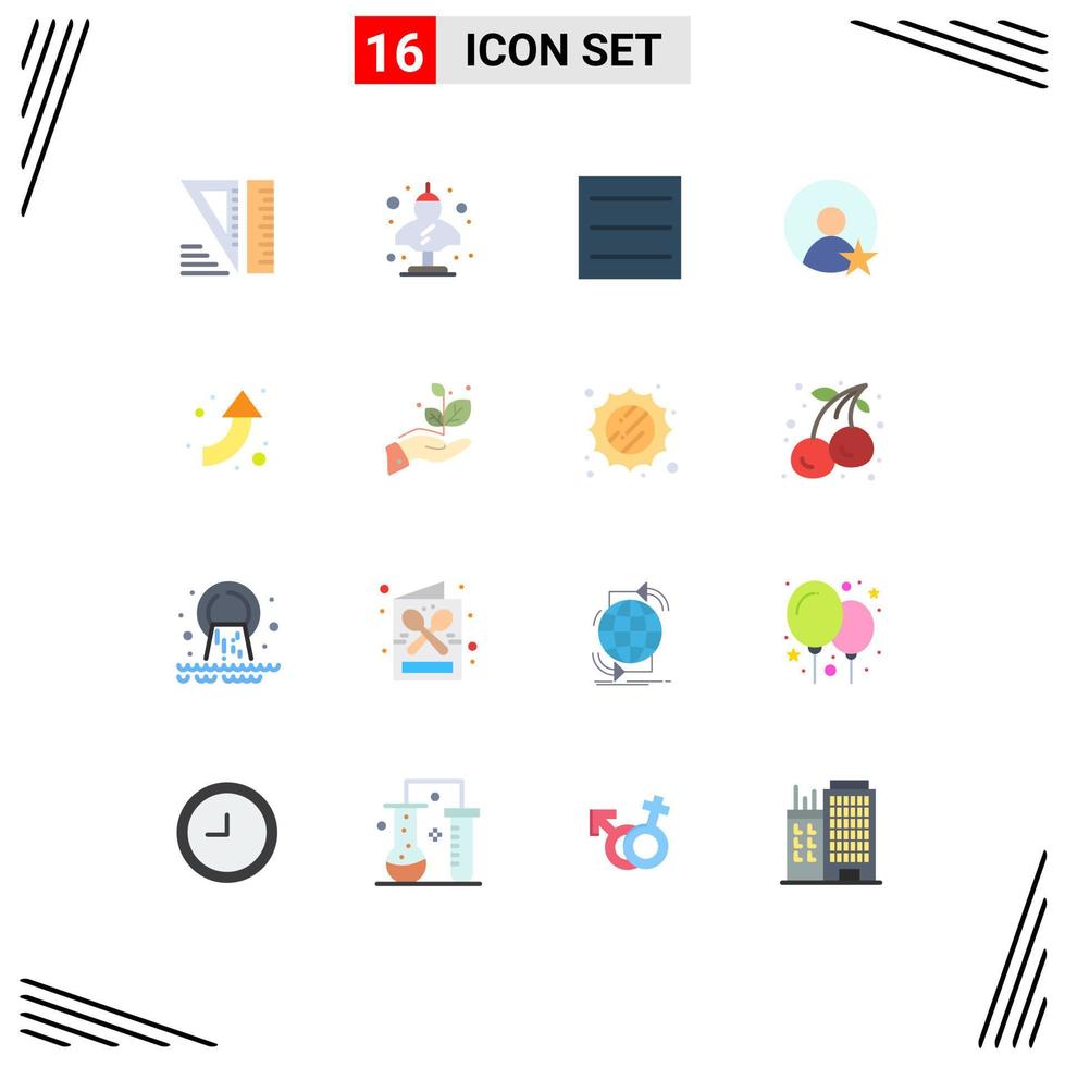 Modern Set of 16 Flat Colors Pictograph of grow up hamburger arrows profile Editable Pack of Creative Vector Design Elements
