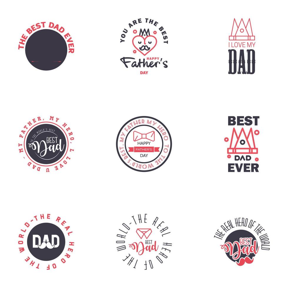 Happy Fathers Day Appreciation Vector Text Banner 9 Black and Pink Background for Posters Flyers Marketing Greeting Cards Editable Vector Design Elements