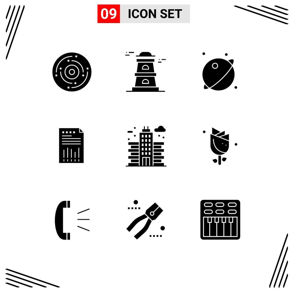 Set of 9 Modern UI Icons Symbols Signs for graph data astronomy business system Editable Vector Design Elements