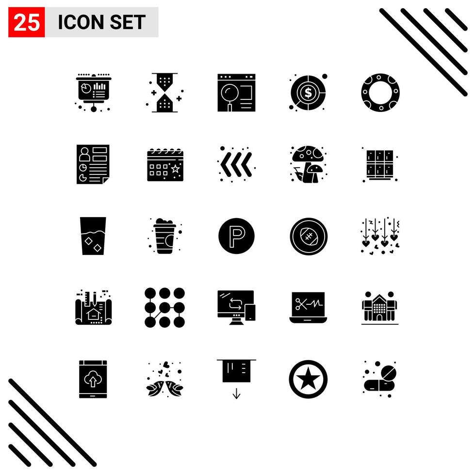 conjunto de 25 iconos modernos de la interfaz de usuario signos de símbolos para la contabilidad de fondos elementos de diseño vectorial editables de la página web de la interfaz de usuario vector
