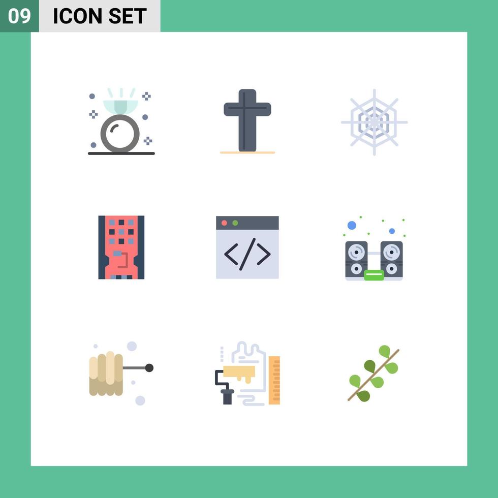 Set of 9 Vector Flat Colors on Grid for server ssd halloween solid drive Editable Vector Design Elements