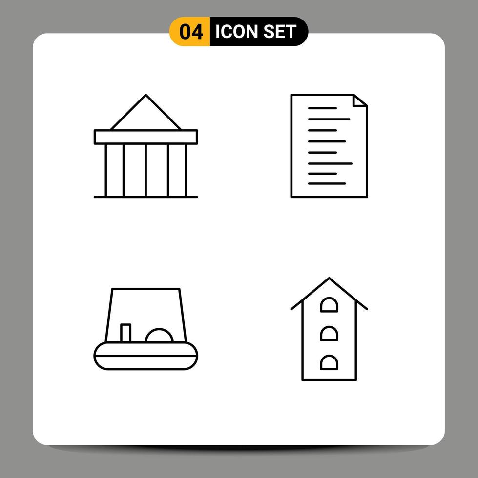 4 Creative Icons Modern Signs and Symbols of acropolis vehicles court html house Editable Vector Design Elements