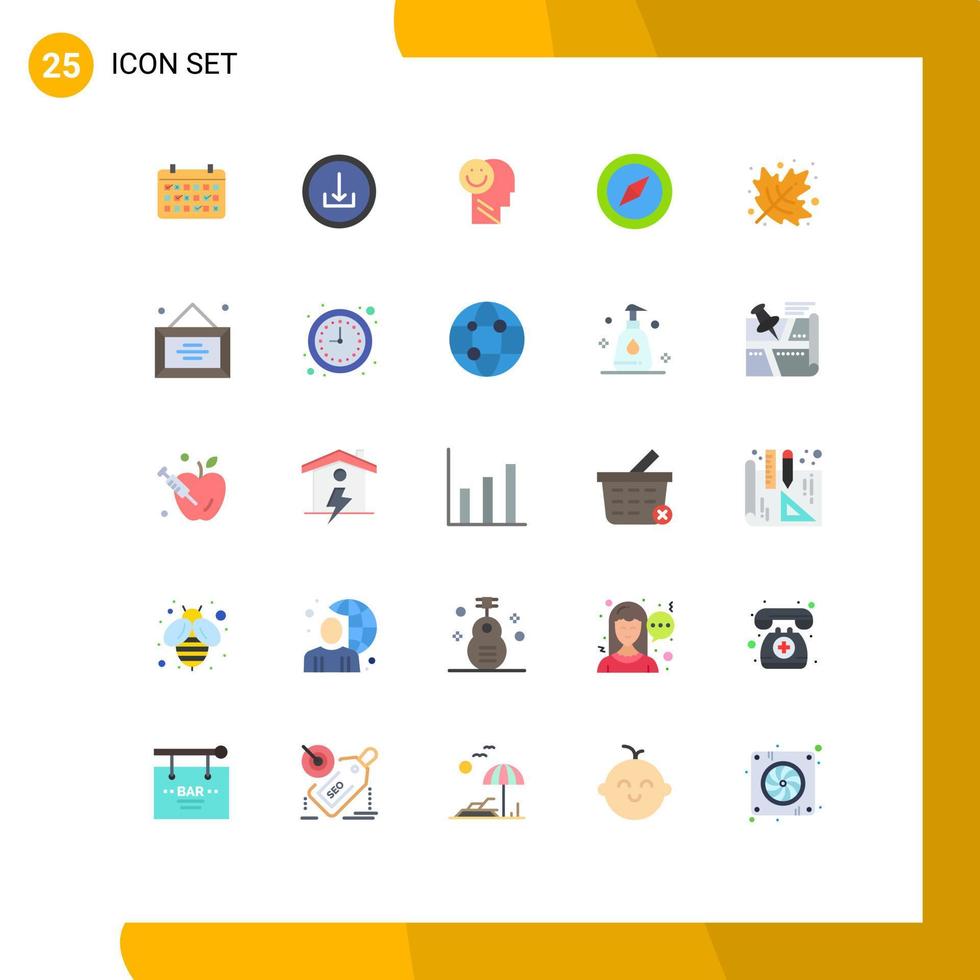 Modern Set of 25 Flat Colors Pictograph of autumn location interface compass life Editable Vector Design Elements