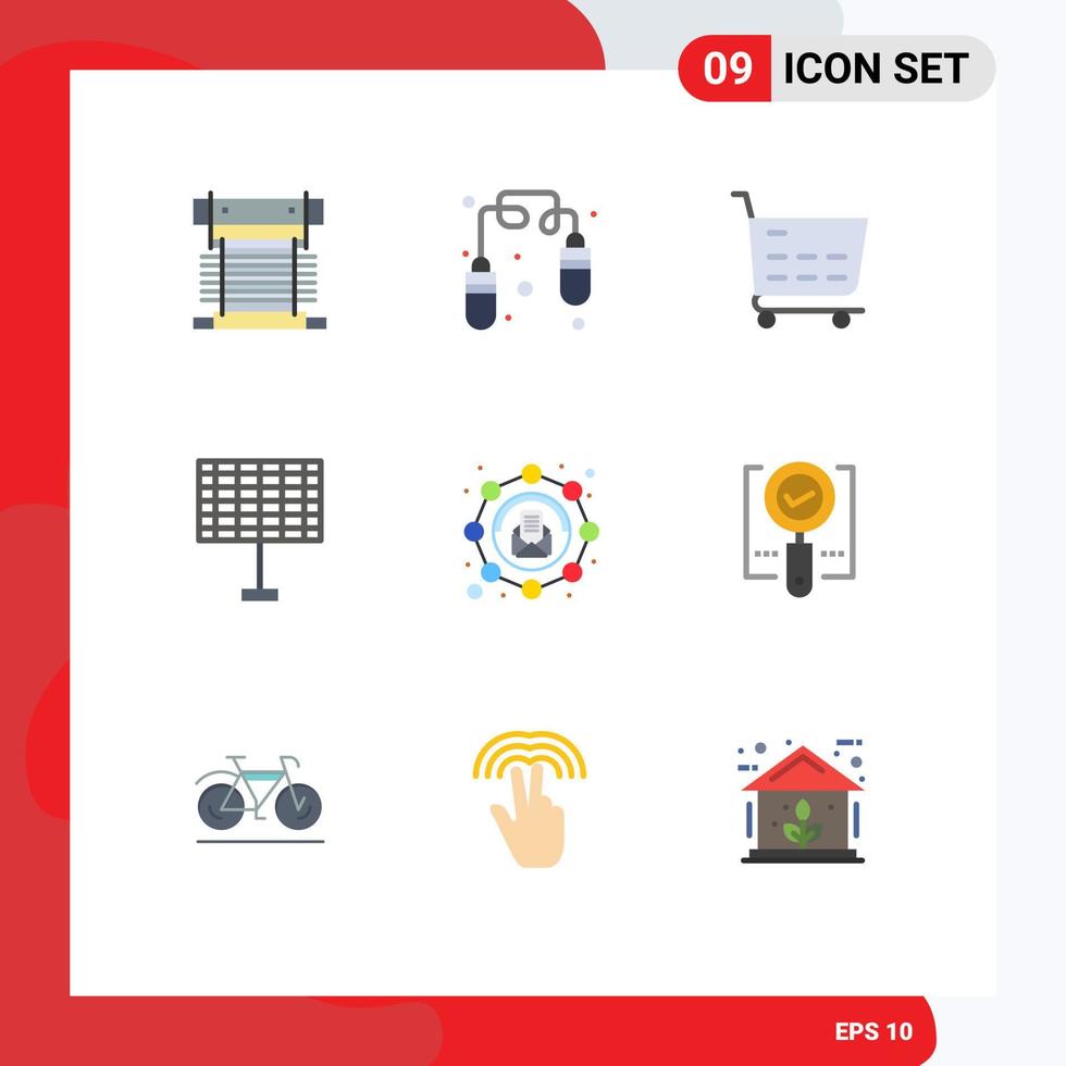 Stock Vector Icon Pack of 9 Line Signs and Symbols for message email ecommerce affiliate eco Editable Vector Design Elements