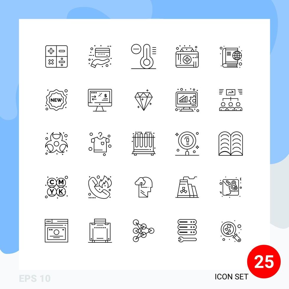 25 Creative Icons Modern Signs and Symbols of badge internet temperature globe medical emergency Editable Vector Design Elements