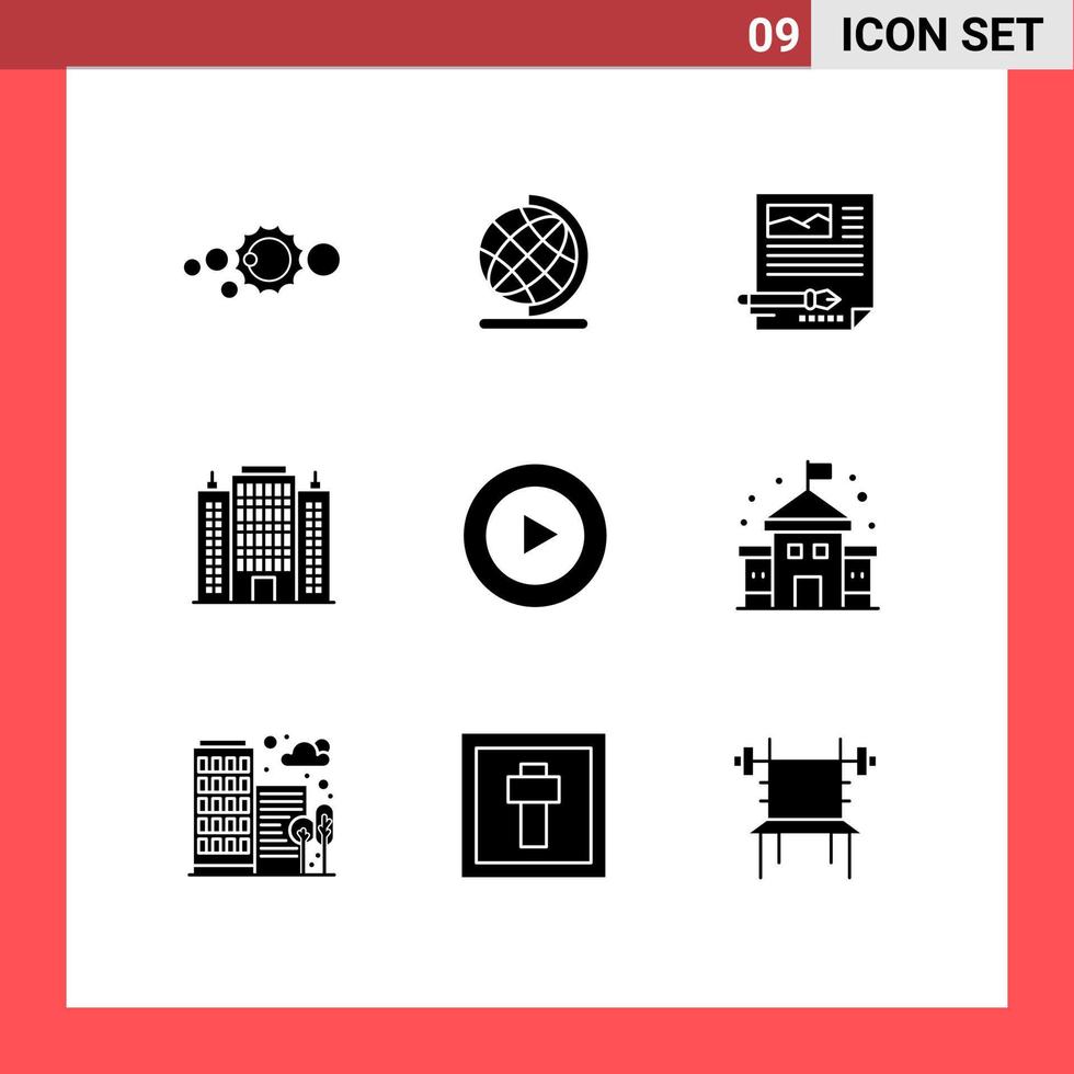 9 Solid Glyph concept for Websites Mobile and Apps studio building edit architecture pen Editable Vector Design Elements