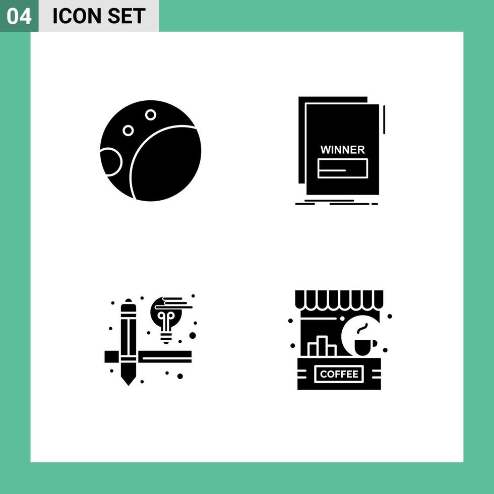 Group of 4 Solid Glyphs Signs and Symbols for backside tools link script cafe Editable Vector Design Elements