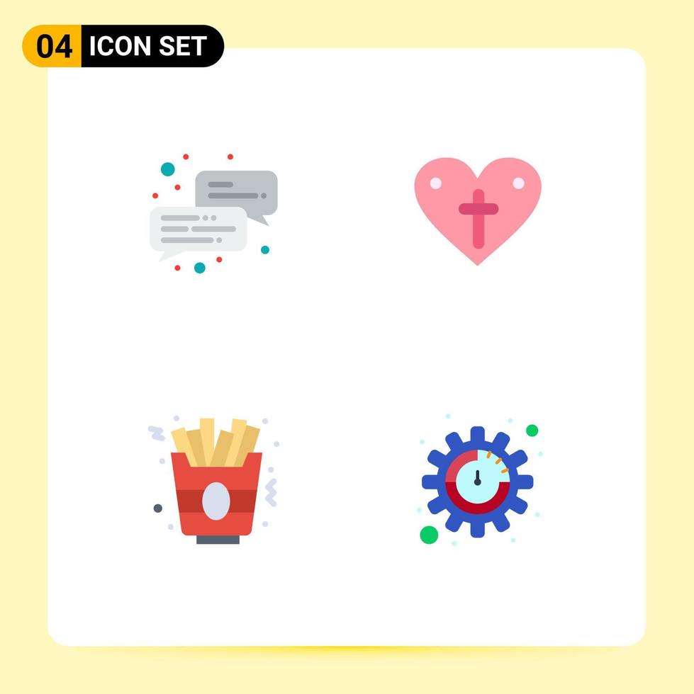 4 Creative Icons Modern Signs and Symbols of business french fries heart loves seo Editable Vector Design Elements