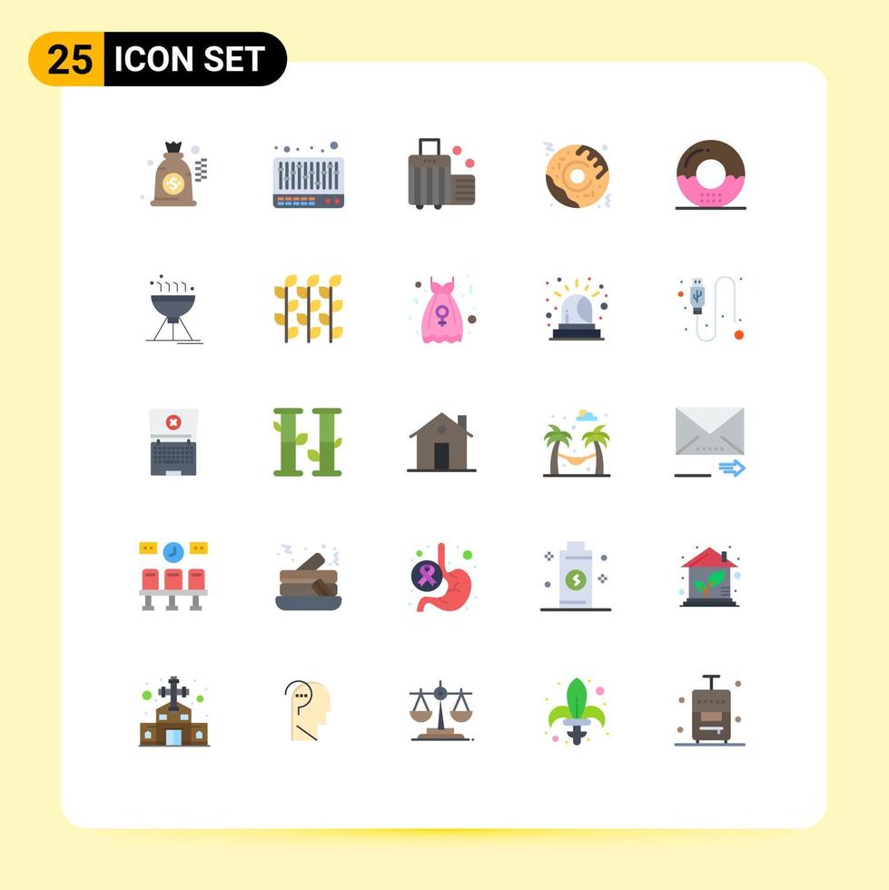 25 Creative Icons Modern Signs and Symbols of meal drinks case donut food Editable Vector Design Elements