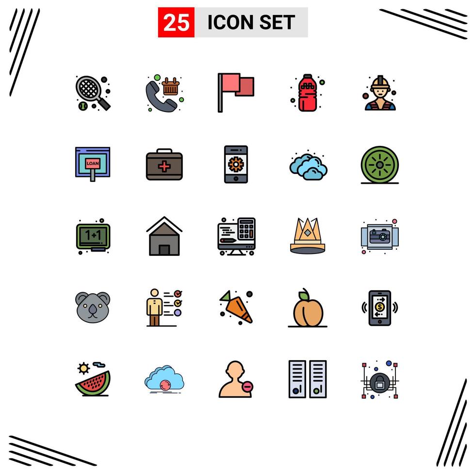 paquete de iconos de vector de stock de 25 signos y símbolos de línea para elementos de diseño de vector editables de bebida de constructor básico de mano de obra de crédito