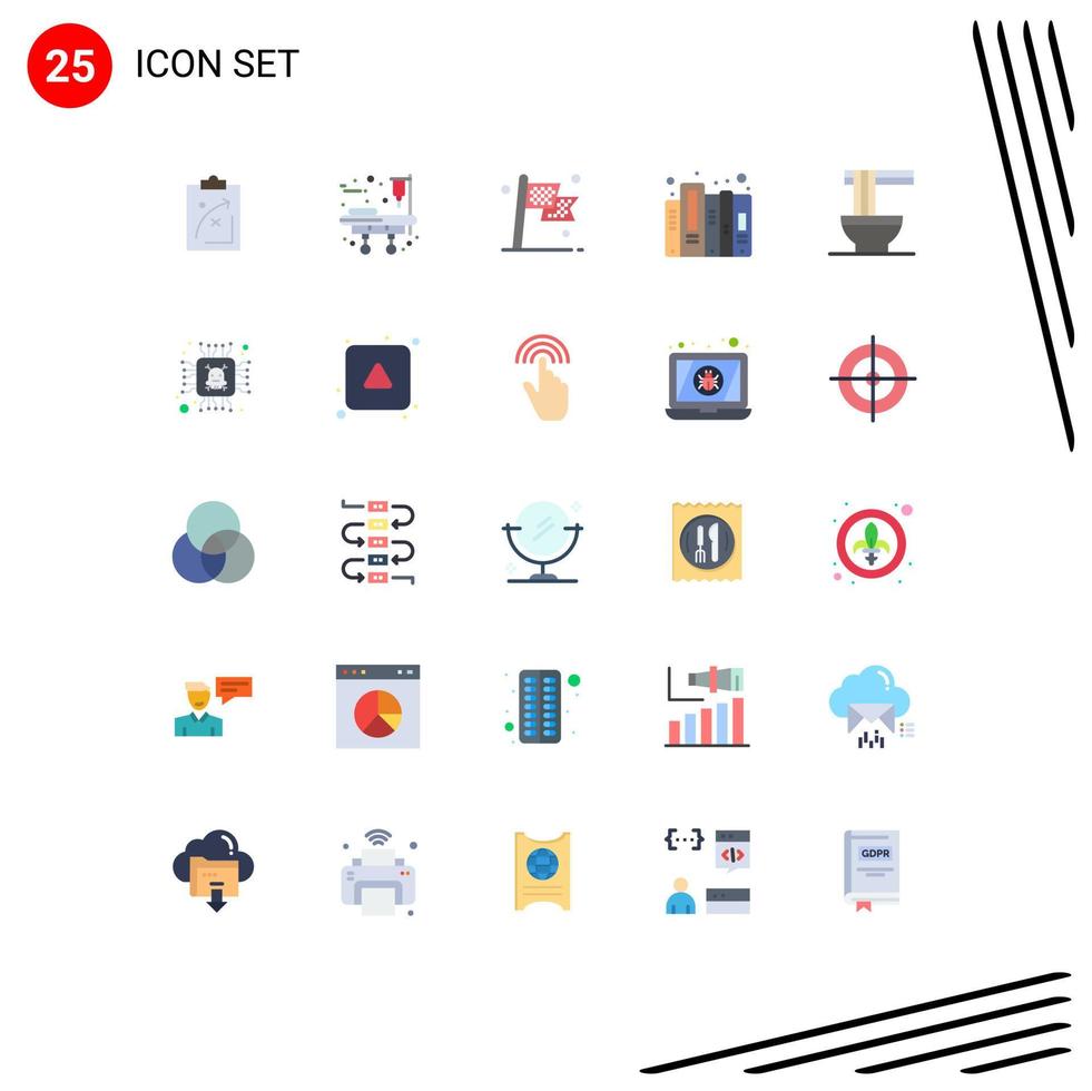 25 Universal Flat Color Signs Symbols of files data bed history race Editable Vector Design Elements