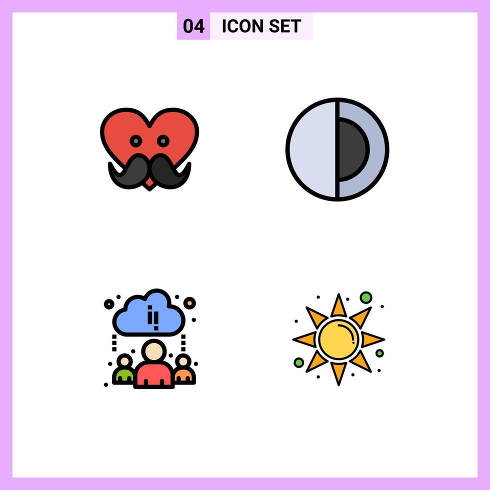 Set of 4 Modern UI Icons Symbols Signs for dad learning love structure morning Editable Vector Design Elements