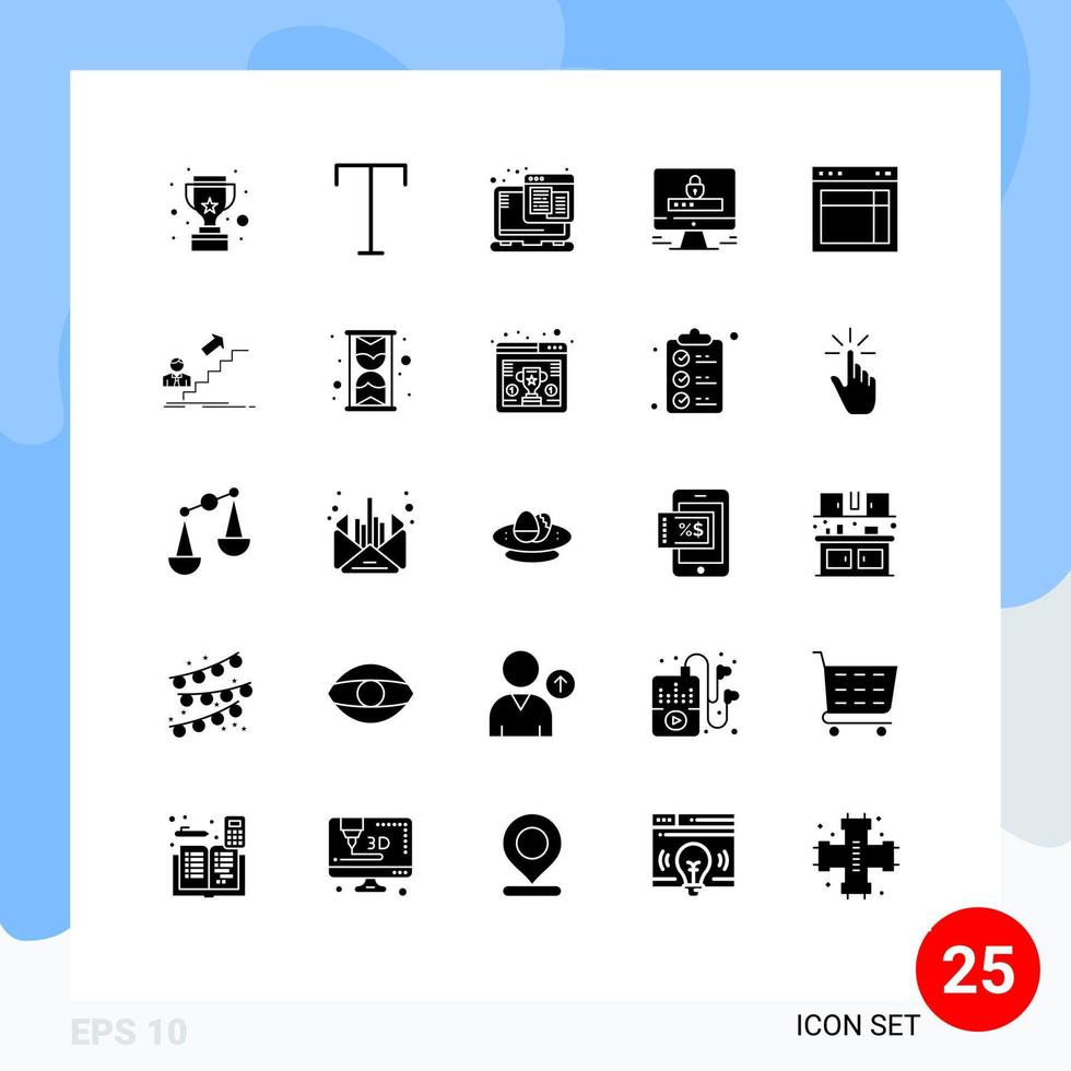 Solid Glyph Pack of 25 Universal Symbols of site design web security internet Editable Vector Design Elements