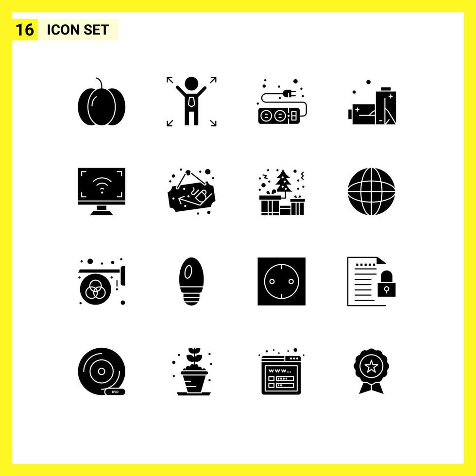 16 Solid Glyph concept for Websites Mobile and Apps smart multimedia plug electronics gas Editable Vector Design Elements