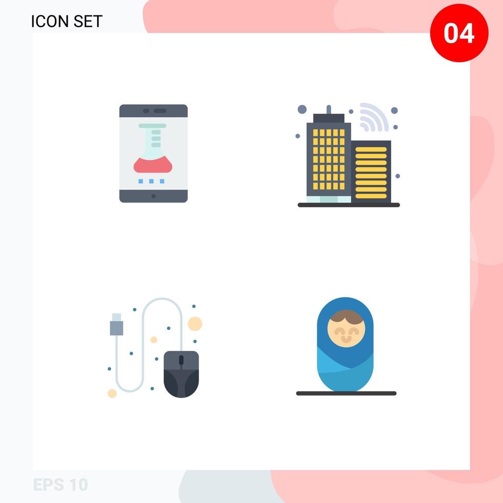 4 Universal Flat Icons Set for Web and Mobile Applications lab app mouse smart lab infrastructure baby Editable Vector Design Elements