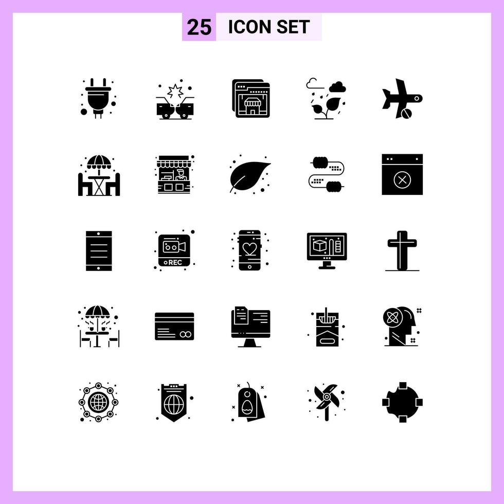 25 iconos creativos signos y símbolos modernos de hoja de vuelo navegador nube verde elementos de diseño vectorial editables vector