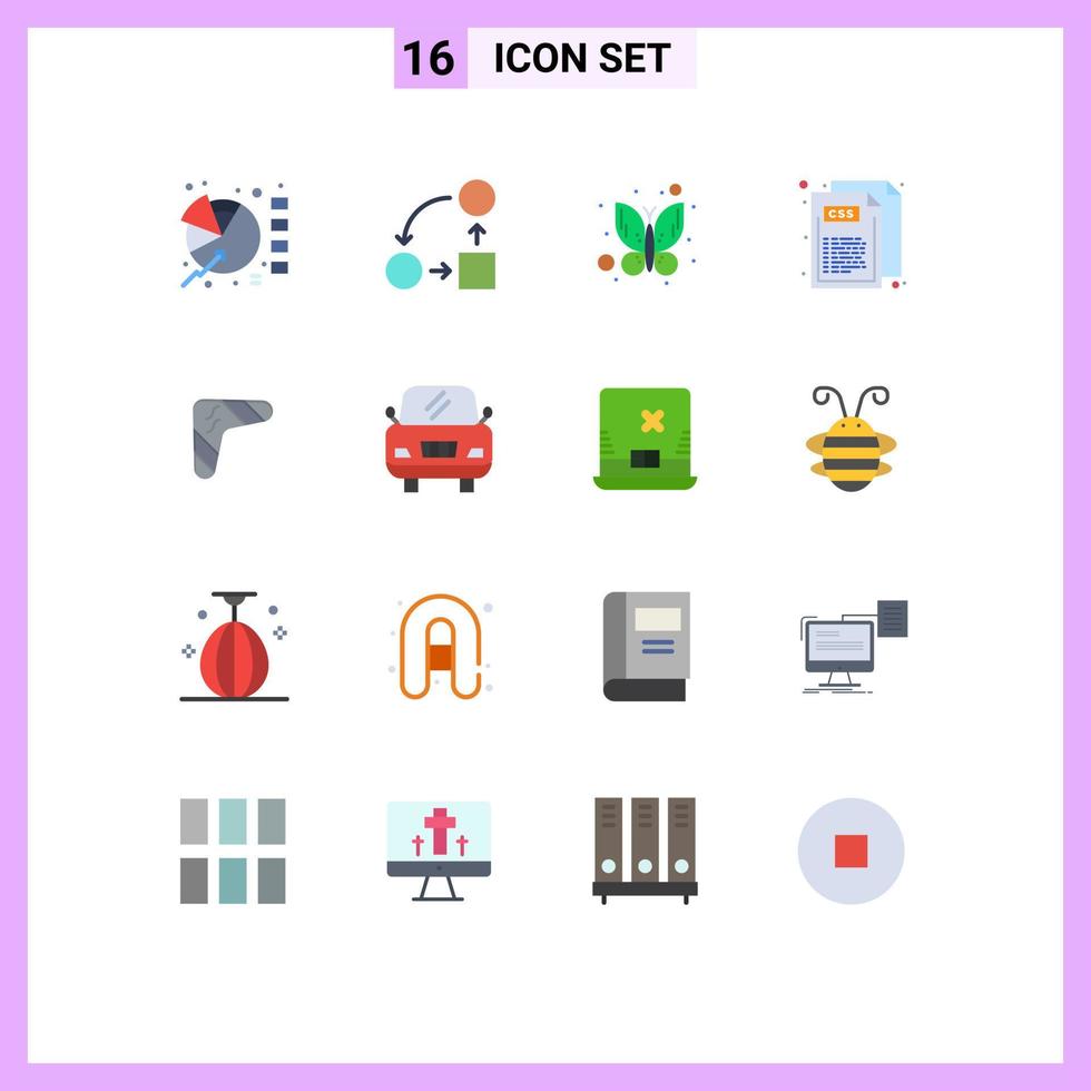 conjunto de 16 paquetes de colores planos comerciales para código web táctico de estilo australiano paquete editable de elementos de diseño de vectores creativos