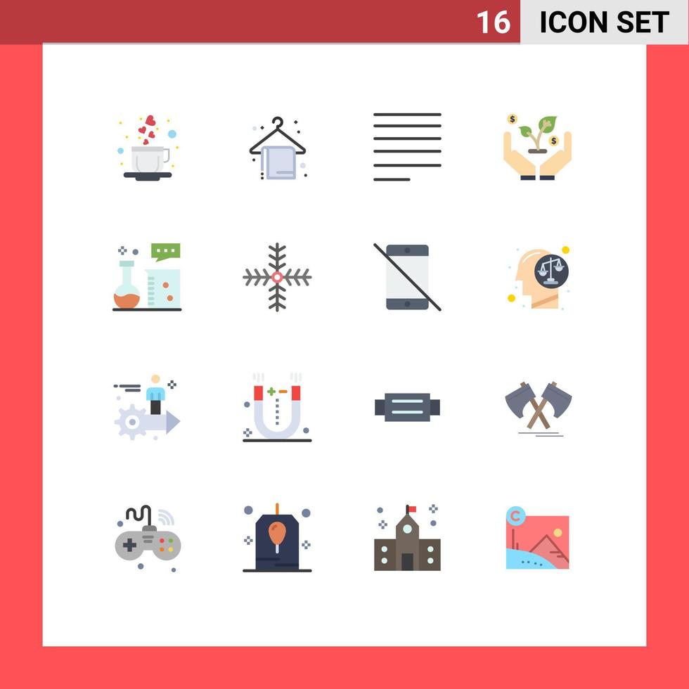 User Interface Pack of 16 Basic Flat Colors of science lab chemistry laboratory right chemistry lab investment Editable Pack of Creative Vector Design Elements