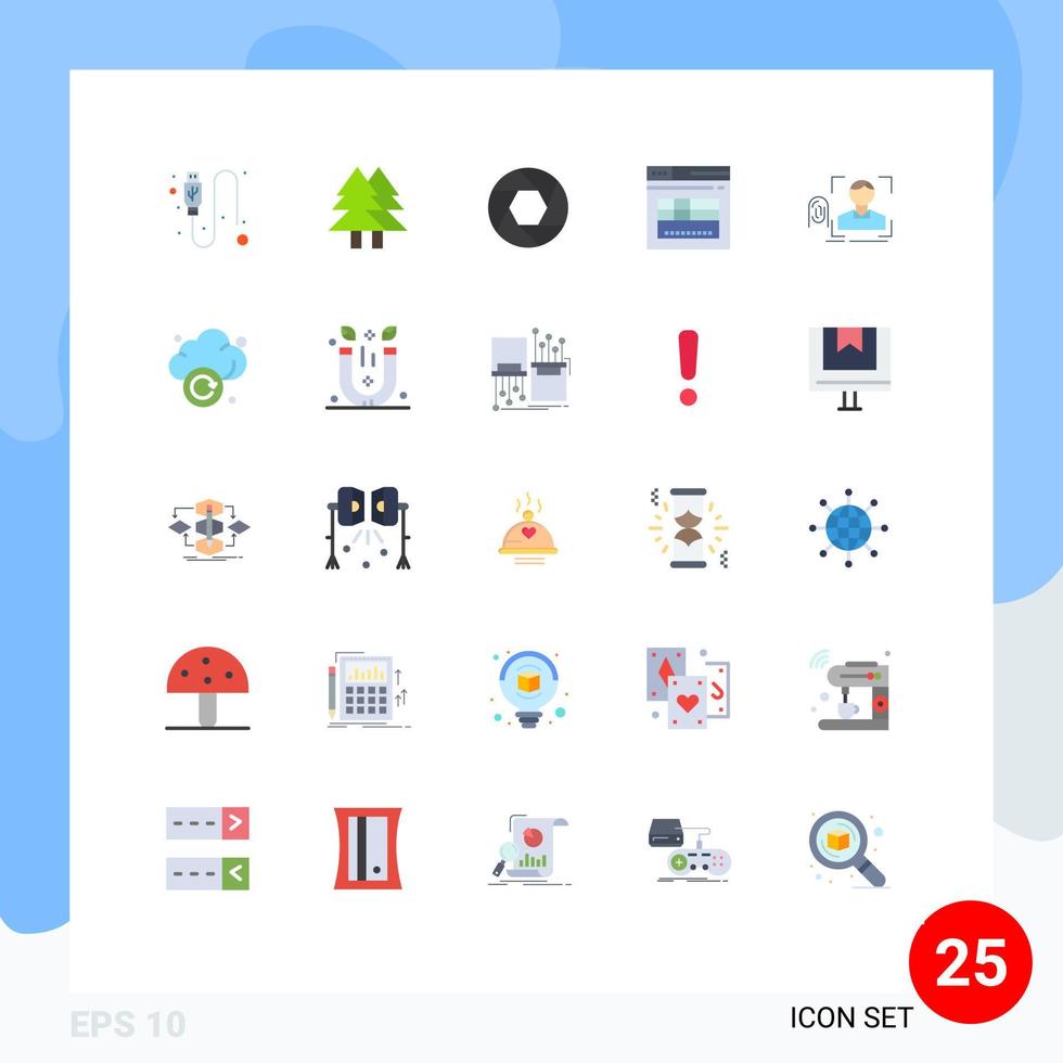 Group of 25 Flat Colors Signs and Symbols for finger web merry secure photo Editable Vector Design Elements