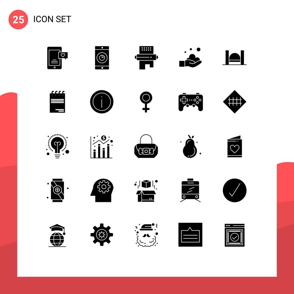 paquete de iconos de vector de stock de 25 signos y símbolos de línea para elementos de diseño de vector editables de pasador de mano de cocción de jabón de puente