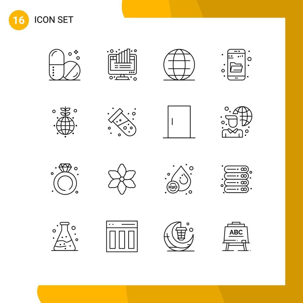 16 Thematic Vector Outlines and Editable Symbols of globe search globe research drive search Editable Vector Design Elements