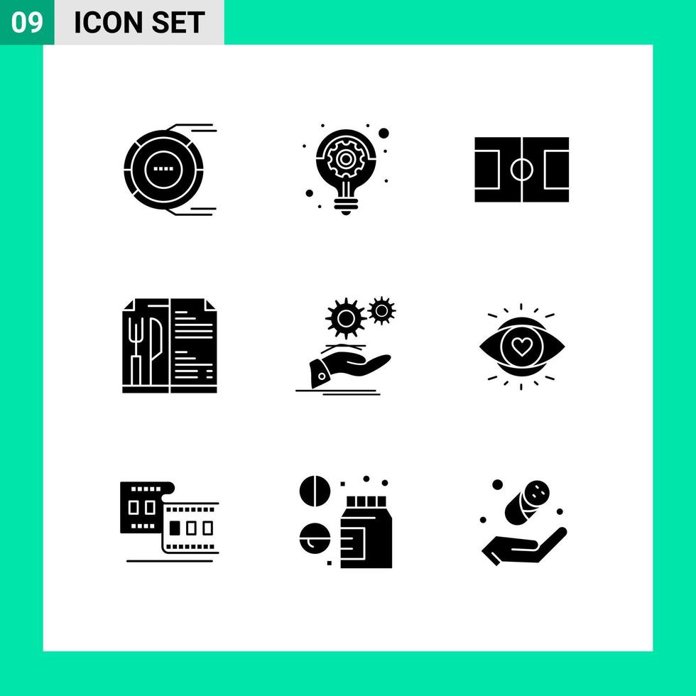 Stock Vector Icon Pack of 9 Line Signs and Symbols for idea solution idea restaurant food Editable Vector Design Elements