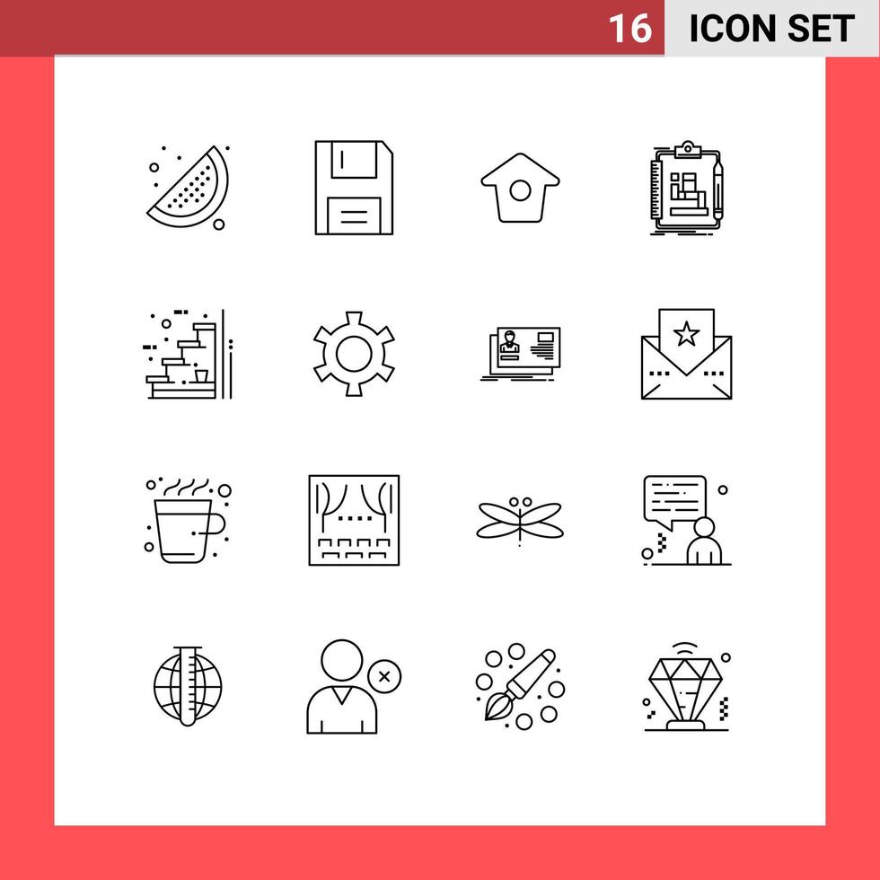 User Interface Pack of 16 Basic Outlines of floor workflow birdhouse work process Editable Vector Design Elements