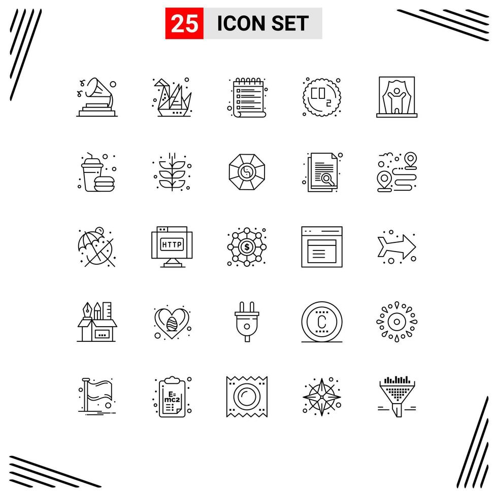 Universal Icon Symbols Group of 25 Modern Lines of artist waste list pollution co Editable Vector Design Elements