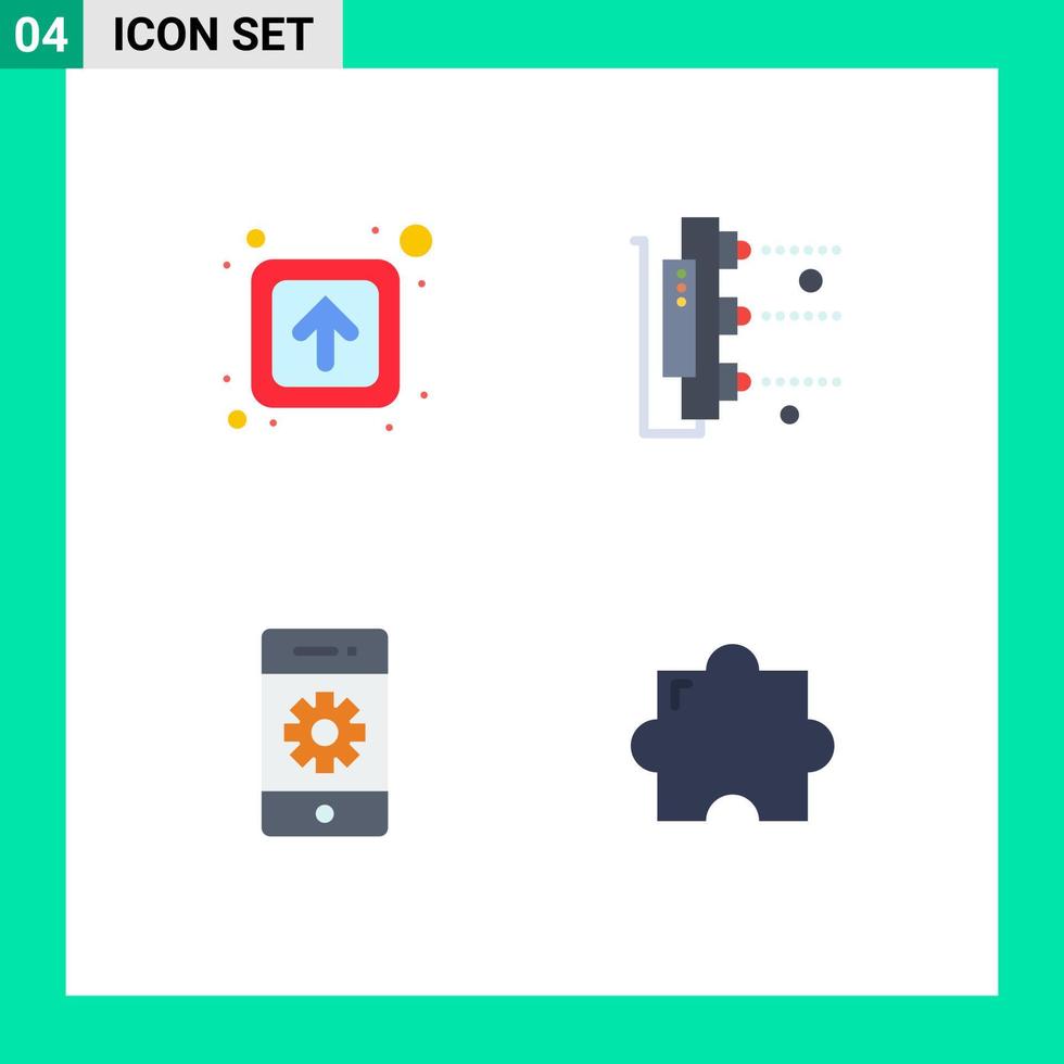 conjunto de 4 paquetes de iconos planos comerciales para señales de comunicación de flecha configuración de la máquina elementos de diseño vectorial editables vector