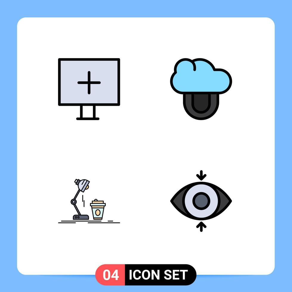 4 iconos creativos signos y símbolos modernos de protección de advertencia de café objetivo elementos de diseño vectorial editables flash vector