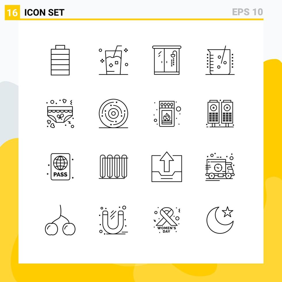 16 Universal Outlines Set for Web and Mobile Applications love laboratory home chemical lab chemical Editable Vector Design Elements