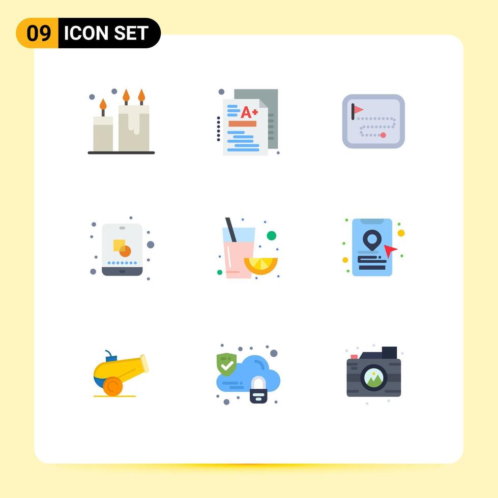 Modern Set of 9 Flat Colors and symbols such as fruit mobile knowledge edit flag Editable Vector Design Elements