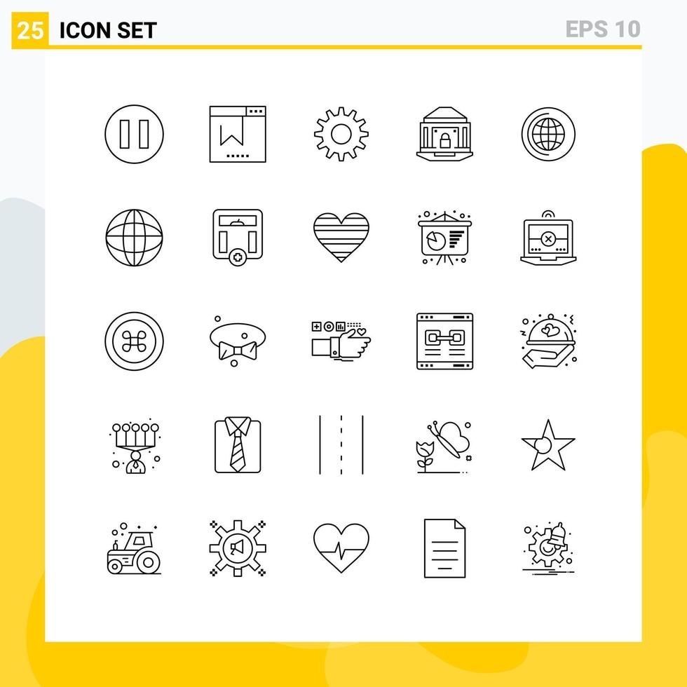 paquete de iconos de vectores de stock de 25 signos y símbolos de línea para el mundo entorno educación bloquear elementos de diseño de vectores editables