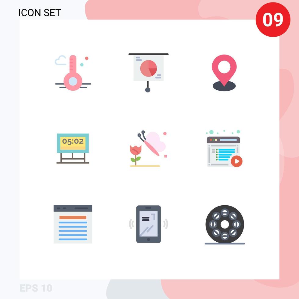 9 Creative Icons Modern Signs and Symbols of butterfly and flower score trade game pin Editable Vector Design Elements
