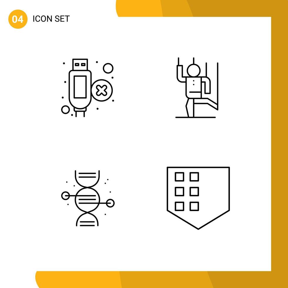 4 iconos creativos, signos y símbolos modernos del comando de atención médica por cable, manipulan elementos de diseño de vectores editables óseos