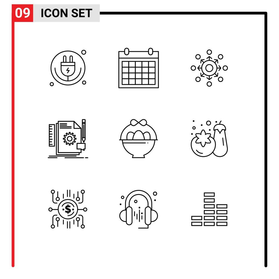 Modern Set of 9 Outlines and symbols such as develop creative contact us presentation connect Editable Vector Design Elements