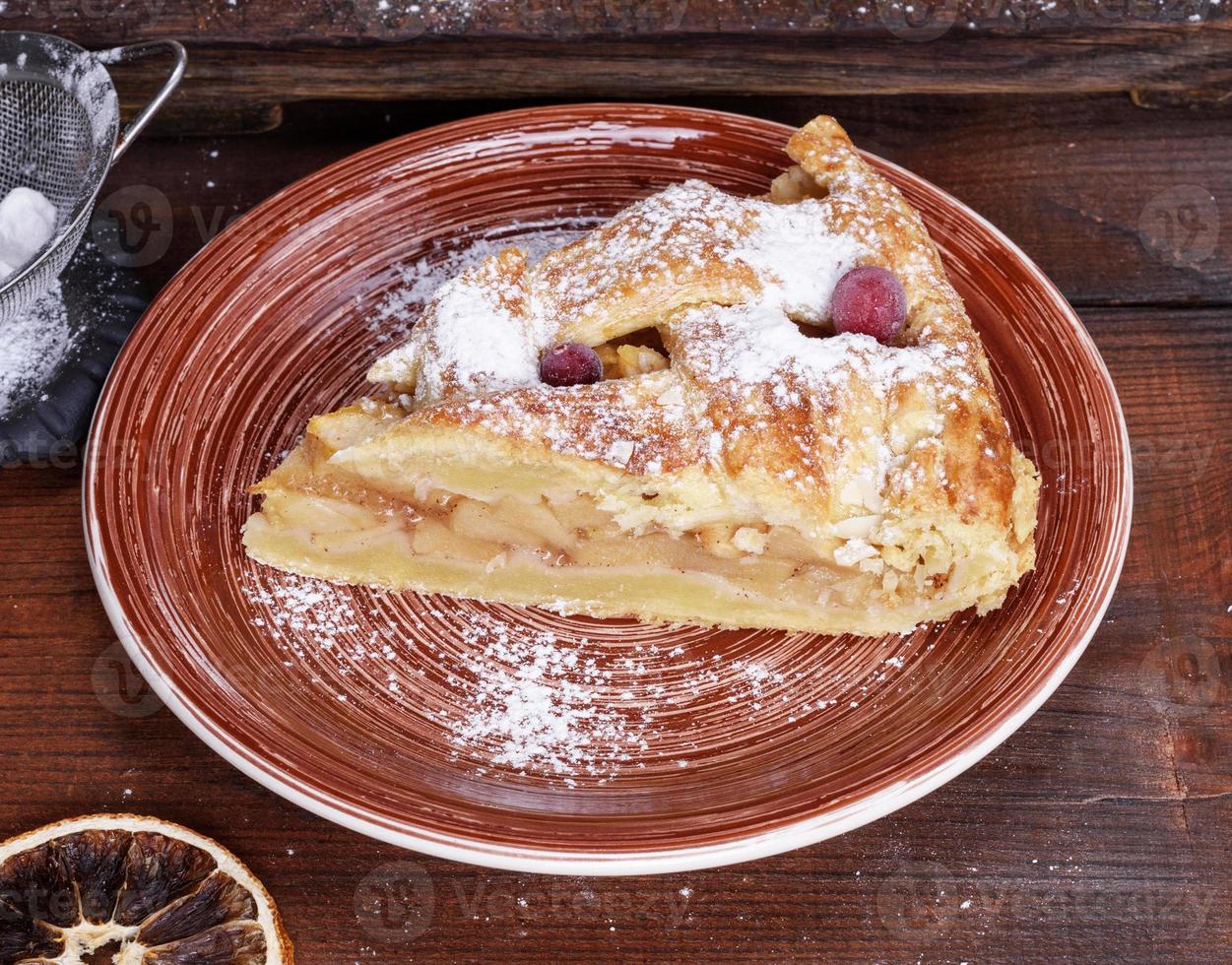 triangular slice of apple pie puff pastry photo