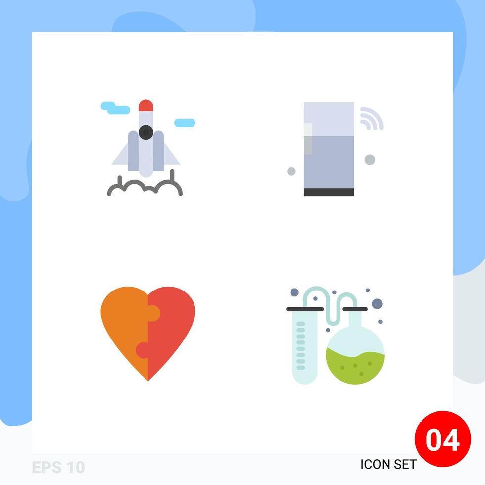 Stock Vector Icon Pack of 4 Line Signs and Symbols for rocket love internet things lab Editable Vector Design Elements