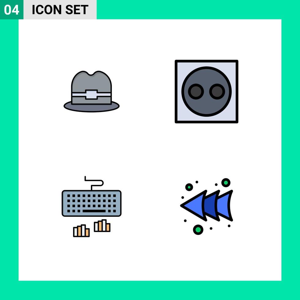 4 Creative Icons Modern Signs and Symbols of hat interface devices equipment typing Editable Vector Design Elements