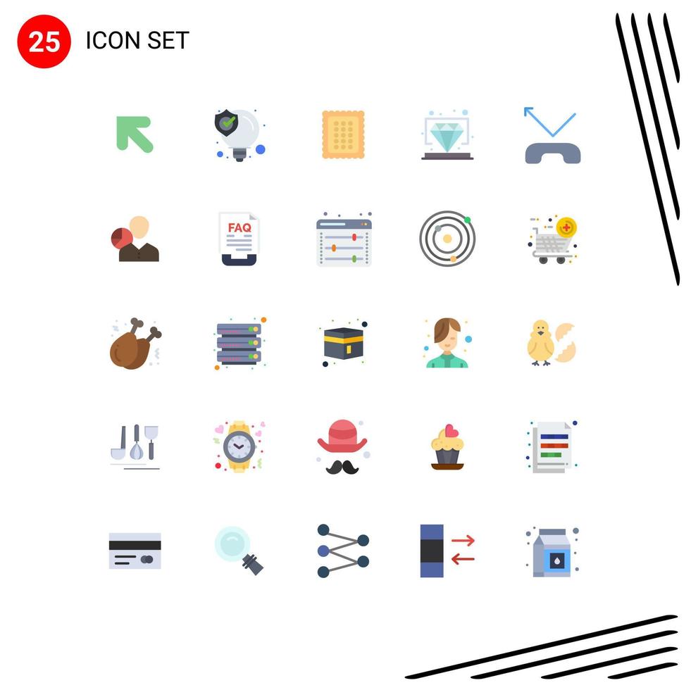 Universal Icon Symbols Group of 25 Modern Flat Colors of missed vip baking value diamond Editable Vector Design Elements