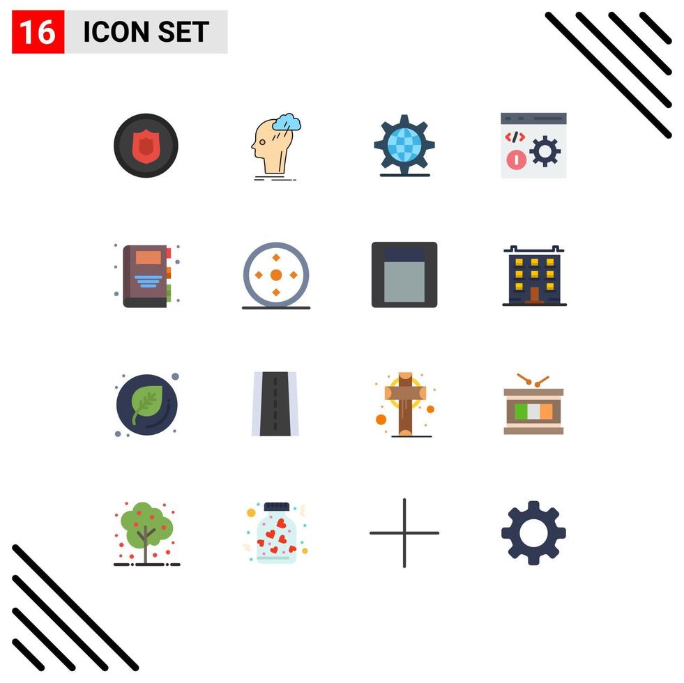 16 Thematic Vector Flat Colors and Editable Symbols of programming develop thinking coding setting Editable Pack of Creative Vector Design Elements