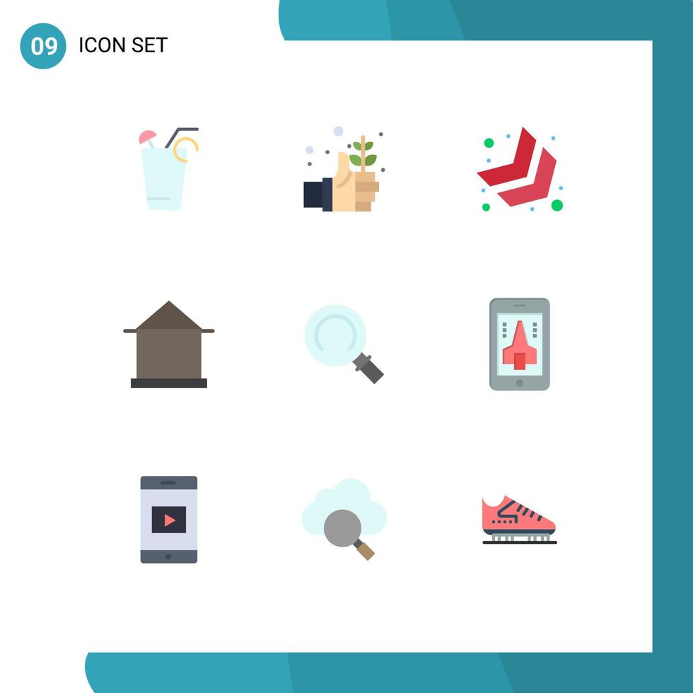 Stock Vector Icon Pack of 9 Line Signs and Symbols for magnifier shack arrow hut home Editable Vector Design Elements