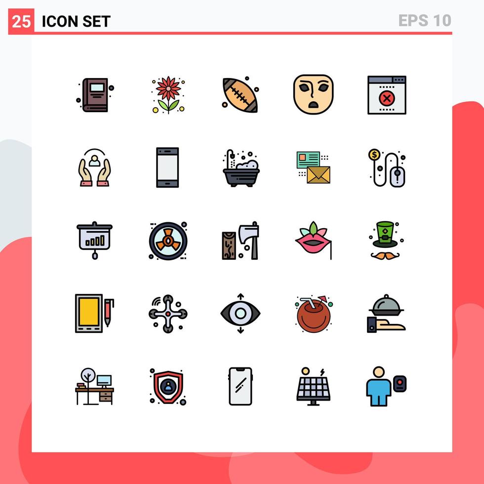 conjunto de 25 iconos modernos de la interfaz de usuario símbolos signos para el cuidado seo bola error emoción elementos de diseño vectorial editables vector