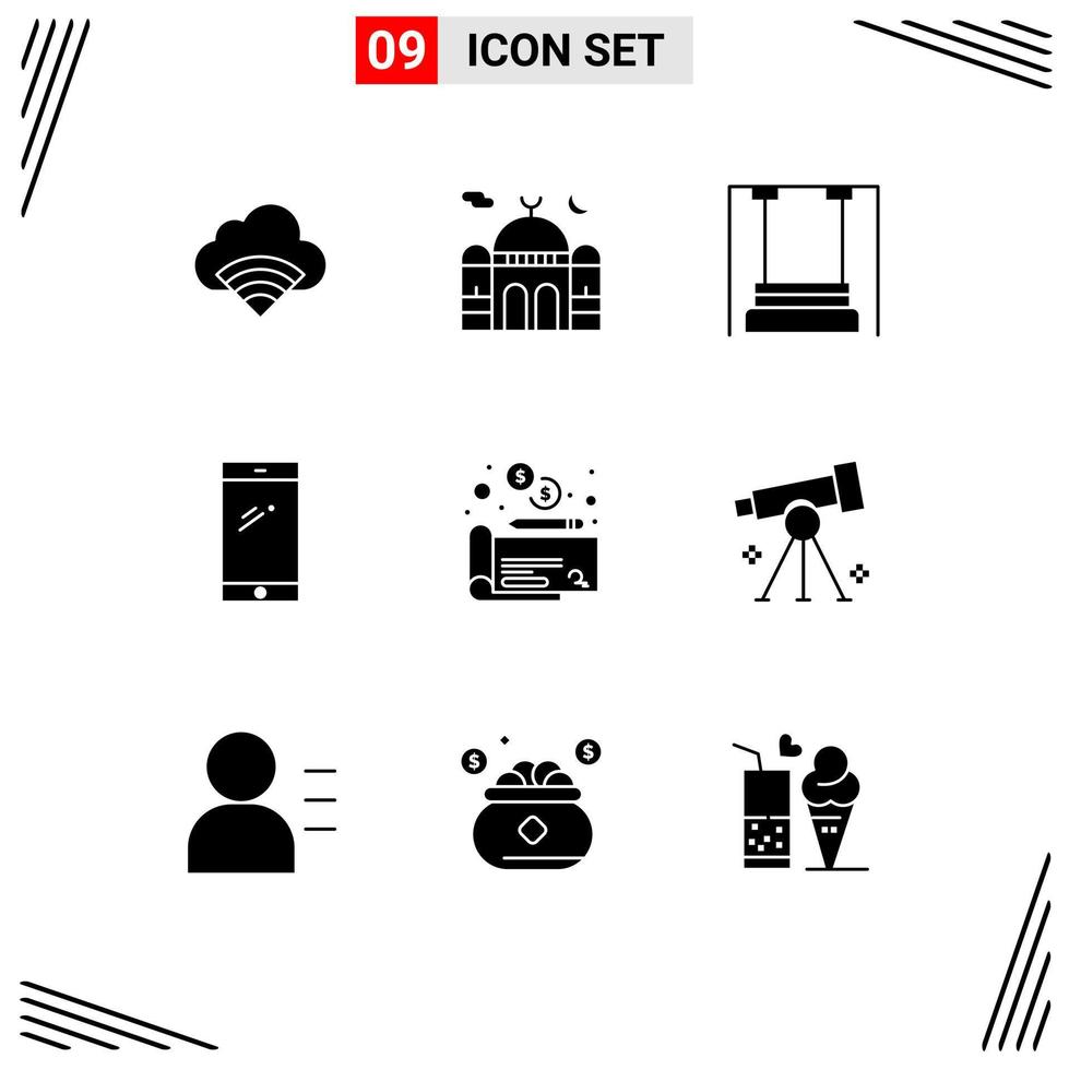 User Interface Pack of 9 Basic Solid Glyphs of huawei smart phone pray phone kids Editable Vector Design Elements
