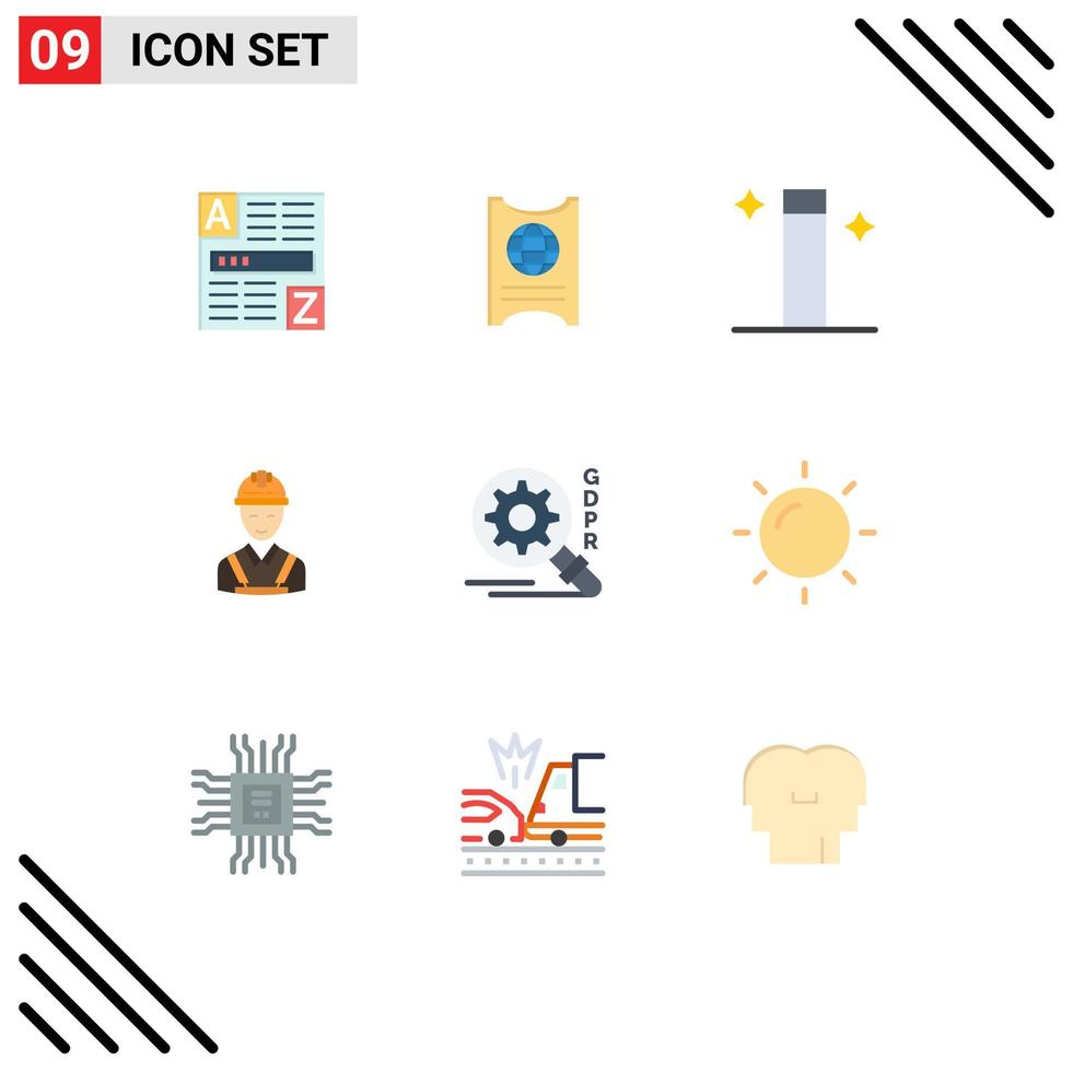 9 Flat Color concept for Websites Mobile and Apps search repair magic construction building Editable Vector Design Elements